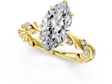 Yellow gold Marquise Solitaire Twisted Band with Pavé Accents and Four-Prong Setting_32
