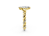 Yellow gold Marquise Solitaire Twisted Band with Pavé Accents and Four-Prong Setting_33