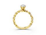 Yellow gold Marquise Solitaire Twisted Band with Pavé Accents and Four-Prong Setting_34