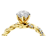 Yellow gold Marquise Solitaire Twisted Band with Pavé Accents and Four-Prong Setting_35