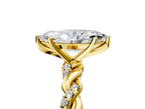 Yellow gold Marquise Solitaire Twisted Band with Pavé Accents and Four-Prong Setting_36