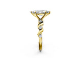 Yellow gold Marquise Solitaire Twisted Band with Prong Setting 2