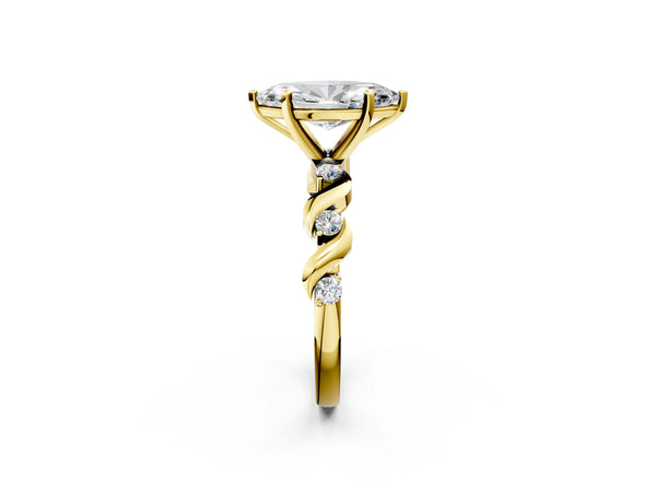 Yellow Gold Marquise Solitaire Engagement Ring Setting with Ribbon Twist Accent Band
