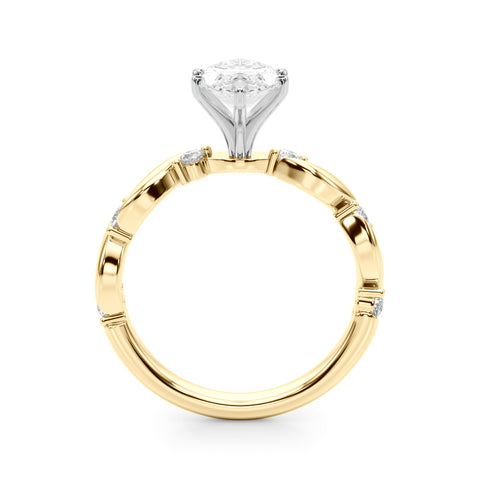 Yellow gold Marquise Solitaire Twisted Band with Prong Setting 2