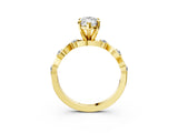 Yellow gold Marquise Solitaire Twisted Band with Prong Setting 3