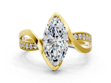 Yellow gold Marquise Solitaire Twisted Band with Prong Setting_19