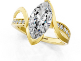 Yellow gold Marquise Solitaire Twisted Band with Prong Setting_20