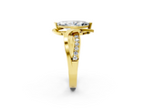 Yellow gold Marquise Solitaire Twisted Band with Prong Setting_21