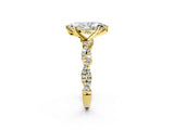 Yellow gold Marquise Solitaire Twisted Pave Band with Four-Prong Setting_10