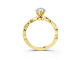 Yellow gold Marquise Solitaire Twisted Pave Band with Four-Prong Setting_11
