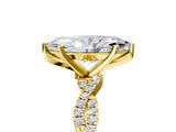Yellow gold Marquise Solitaire Twisted Pave Band with Four-Prong Setting_13
