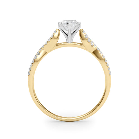 Yellow gold Marquise Solitaire Twisted Pave Diamond Engagement Ring with Four-Prong Setting 2