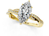 Yellow gold Marquise Solitaire Twisted Pave Diamond Ring with Four-Prong Setting_13