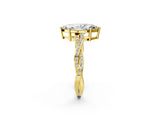 Yellow gold Marquise Solitaire Twisted Pave Diamond Ring with Four-Prong Setting_14