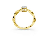 Yellow gold Marquise Solitaire Twisted Pave Diamond Ring with Four-Prong Setting_15