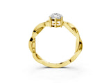 Yellow gold Marquise Solitaire Twisted Pave Diamond Ring with Four-Prong Setting_159