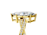 Yellow gold Marquise Solitaire Twisted Pave Diamond Ring with Four-Prong Setting_161