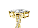 Yellow gold Marquise Solitaire Twisted Pave Diamond Ring with Four-Prong Setting_17