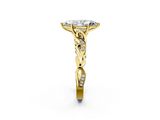 Yellow gold Marquise Solitaire Vine Band with Milgrain Prong Setting_11