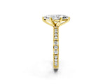 Yellow gold Marquise Solitaire with Pavé Band and Four-Prong Setting_329