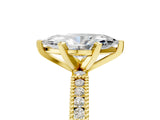 Yellow gold Marquise Solitaire with Pavé Band and Four-Prong Setting_332