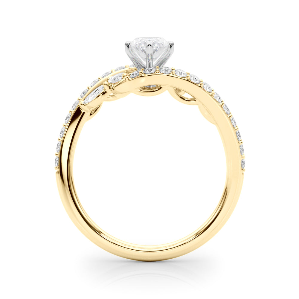 Yellow gold Marquise Solitaire with Pavé Twist Band and Four-Prong Setting 2