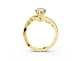 Yellow gold Marquise Solitaire with Pavé Twist Band and Four-Prong Setting_79