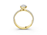 Yellow gold Marquise Solitaire with Pave Band and Four-Prong Setting_11