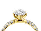 Yellow gold Marquise Solitaire with Pave Band and Four-Prong Setting_12