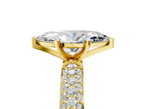 Yellow gold Marquise Solitaire with Pave Band and Four-Prong Setting_13