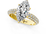 Yellow gold Marquise Solitaire with Pave Band and Four-Prong Setting_9