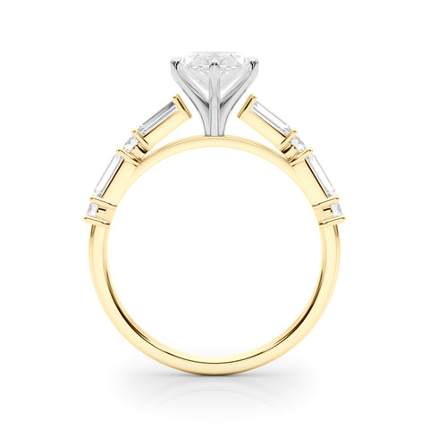 Yellow gold Marquise Solitaire with Side Baguettes and Channel Set Band 2