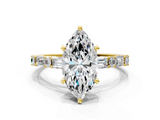 Yellow gold Marquise Solitaire with Side Baguettes and Channel Set Band_39