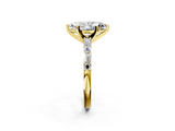 14K Yellow Gold 4.04 Carat F VS1 Marquise Diamond Solitaire with Side Baguettes and Channel Set Band