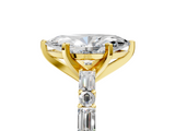 14K Yellow Gold 4.04 Carat F VS1 Marquise Diamond Solitaire with Side Baguettes and Channel Set Band