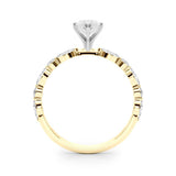 10K Yellow Gold 4.03 Carat E VVS2 Marquise Solitaire with Side Stones on a Pavé Band and Four-Prong Setting