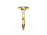 Yellow gold Marquise Solitaire with Tapered Baguette Side Stones on a Classic Band with Four-Prong Setting_133