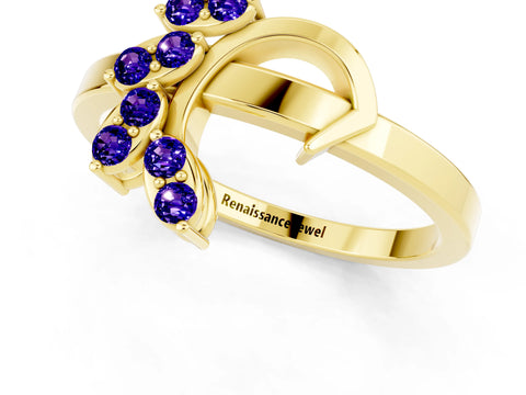 Yellow gold Marquise Tanzanite Cluster Bypass Ring with Prong Setting_7
