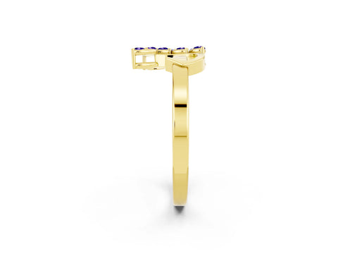Yellow gold Marquise Tanzanite Cluster Bypass Ring with Prong Setting_8