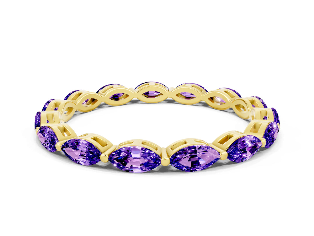 Yellow gold Marquise Tanzanite Eternity Band with U-Prong Setting_12