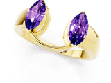 Yellow gold Marquise Tanzanite Open Band Ring with Tension Setting_19