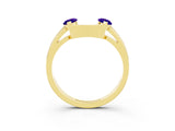 Yellow gold Marquise Tanzanite Open Band Ring with Tension Setting_21
