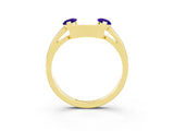 Yellow gold Marquise Tanzanite Open Band Ring with Tension Setting_33