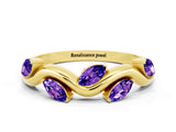 Yellow gold Marquise Tanzanite Twisted Band with Prong Setting_6