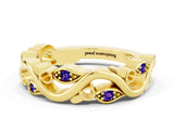 Yellow gold Marquise Tanzanite Vine Eternity Band with Bezel Setting_6