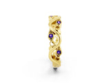 Yellow gold Marquise Tanzanite Vine Eternity Band with Bezel Setting_8