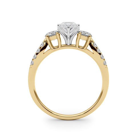 Yellow gold Marquise Three-Stone Diamond Ring with Pavé Split Shank and Four-Prong Setting 2