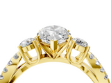 Yellow gold Marquise Three-Stone Diamond Ring with Pavé Split Shank and Four-Prong Setting_106
