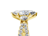 Yellow gold Marquise Three-Stone Diamond Ring with Pavé Split Shank and Four-Prong Setting_107