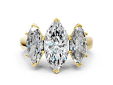Yellow gold Marquise Three-Stone Diamond Ring with Prong Setting on a Classic Band_15